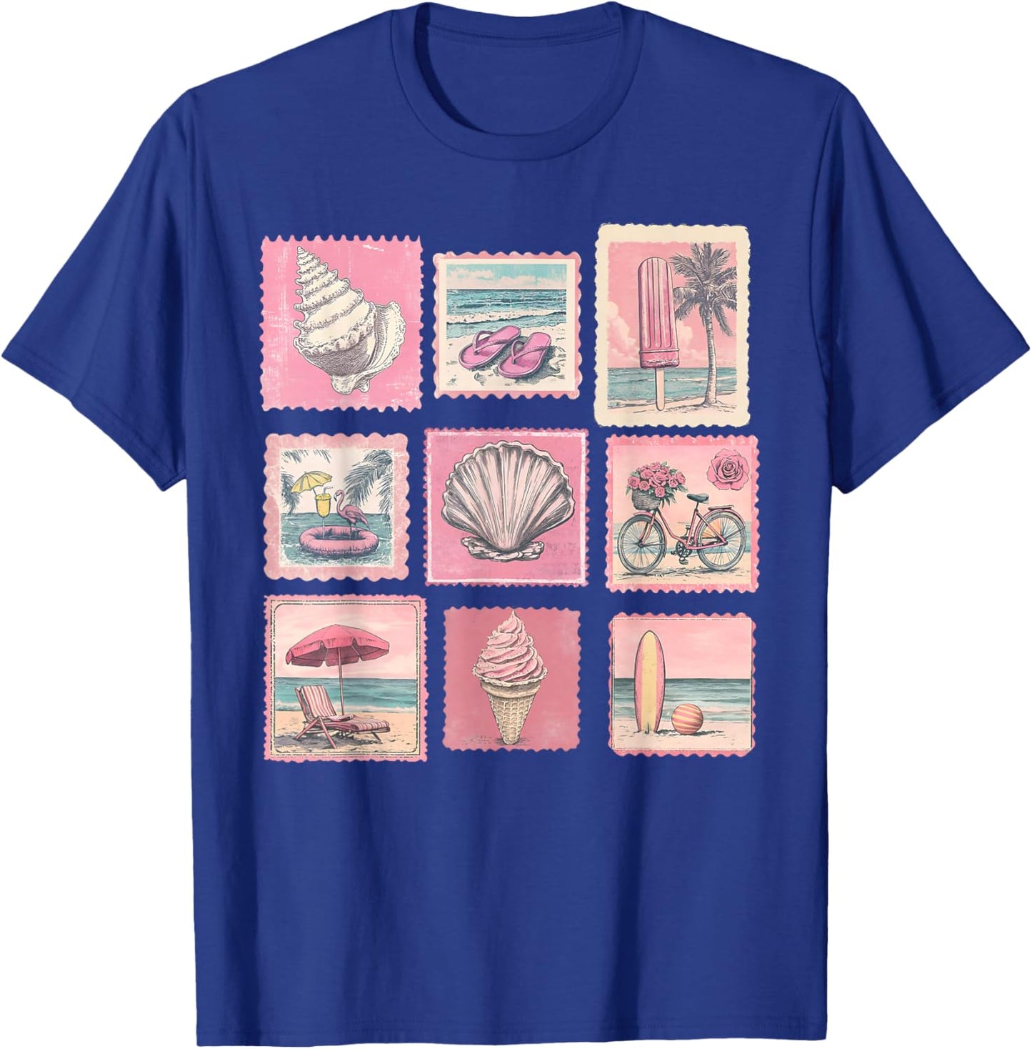 Beach Vibes Seashell Flower Tropical Summer Vacation Hawaii T-Shirt - T-Shirt | Royal