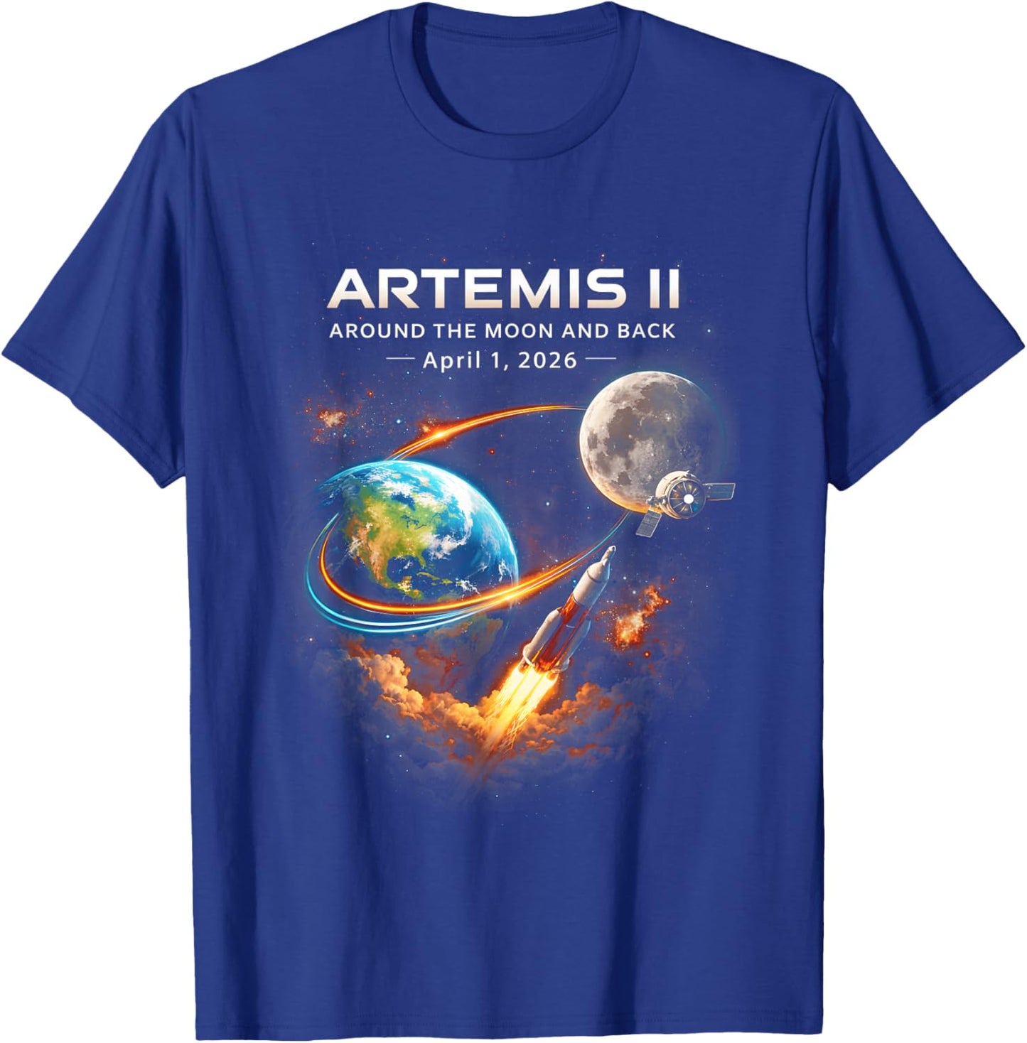 Artemis II Rocket Space Launch Back to The Moon Mission 2026 T-Shirt - T-Shirt | Royal