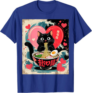 Kawaii Anime Cat Ramen Japanese Graphic Men Women Teens T-Shirt - T-Shirt | Royal