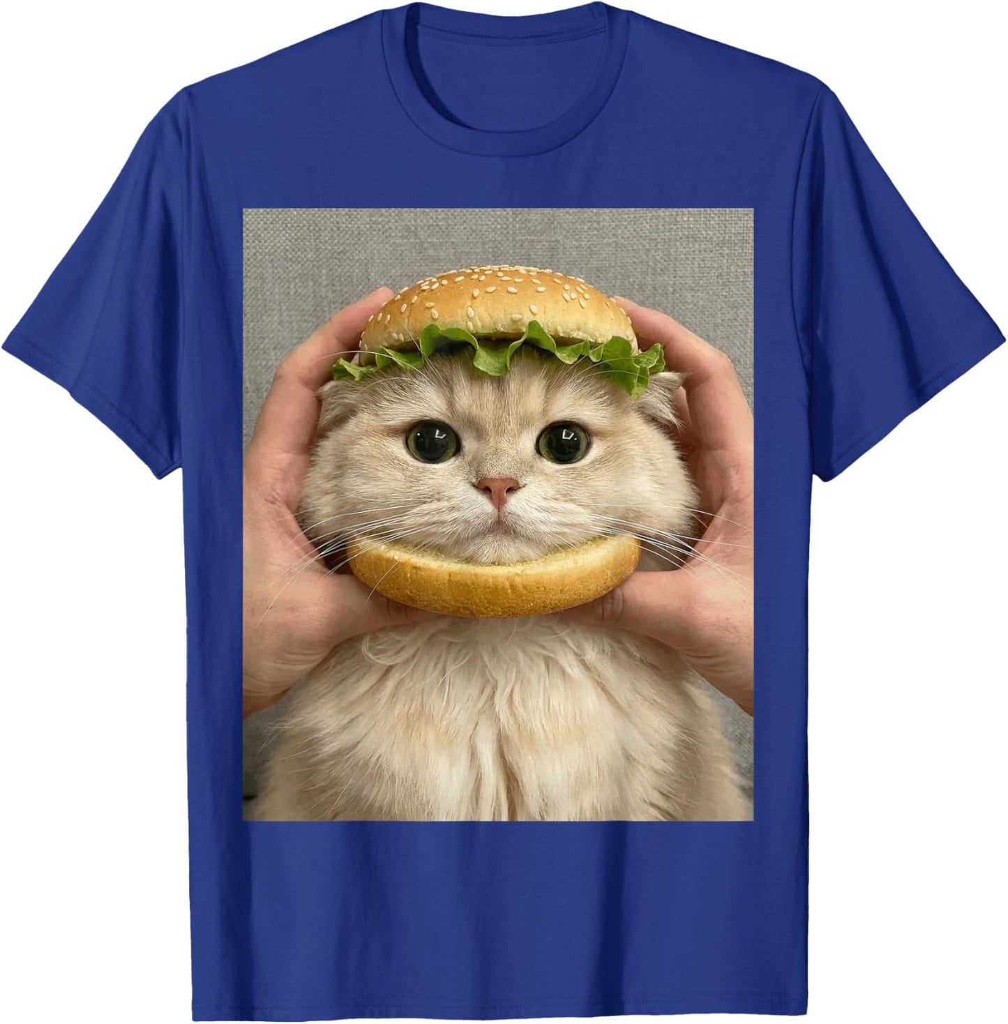 Cat Hamburger Bun Cute Funny Food Meme Fluffy Adorable T-Shirt - T-Shirt | Royal