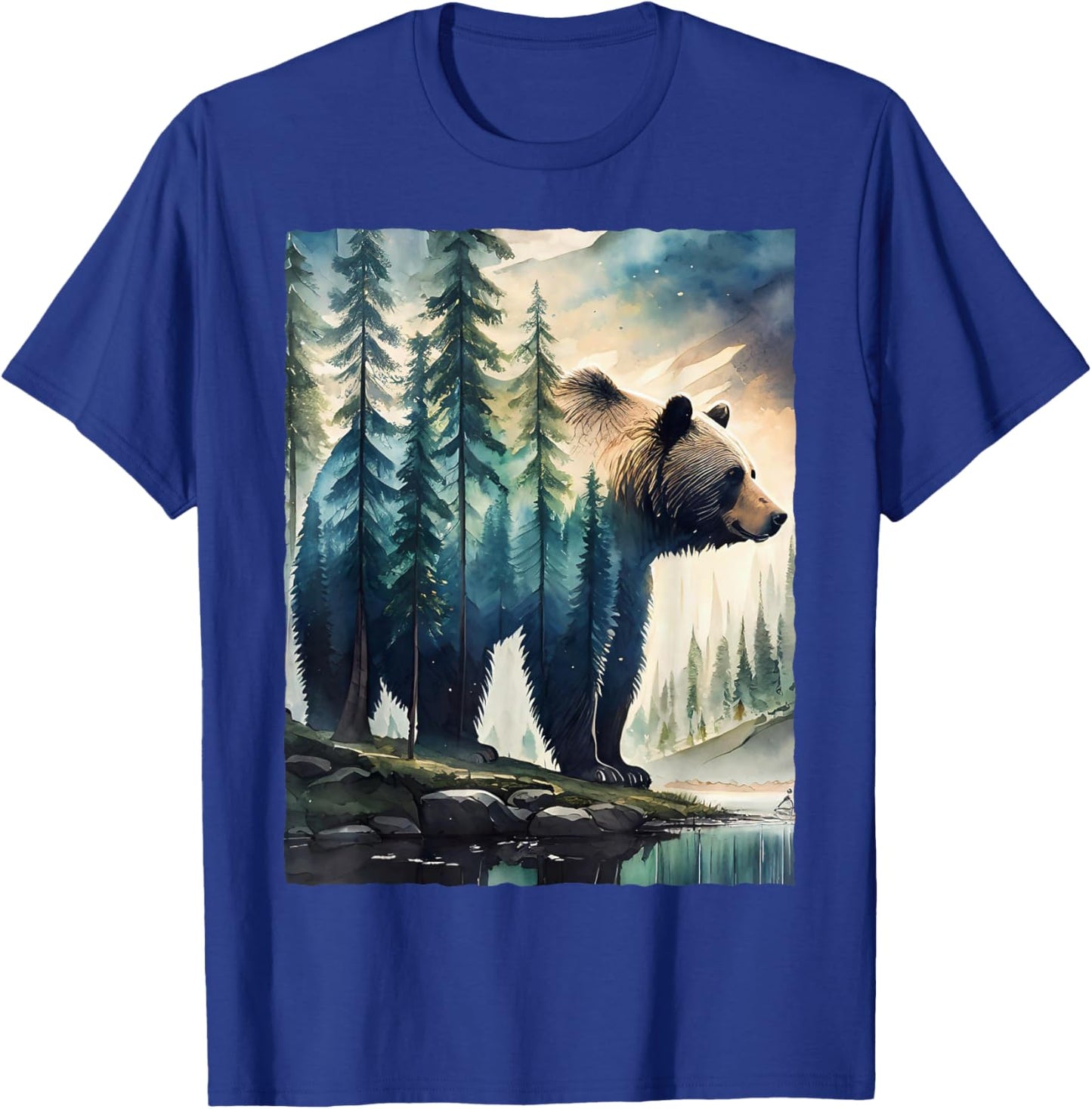 Bear and Forest Nature T-Shirt - T-Shirt | Royal