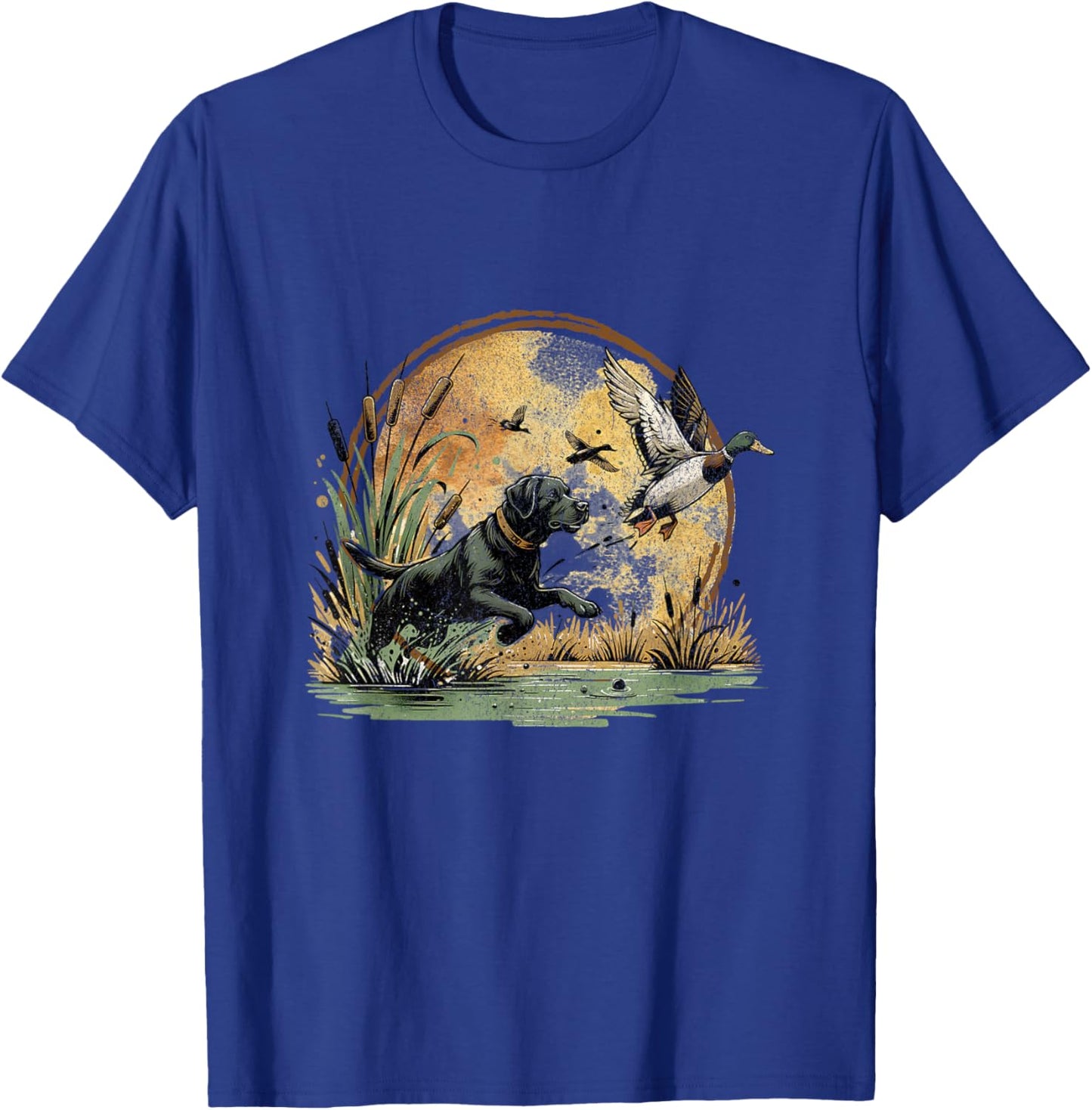 Black Lab Labrador Hunting Ducks Waterfowl T-Shirt - T-Shirt | Royal
