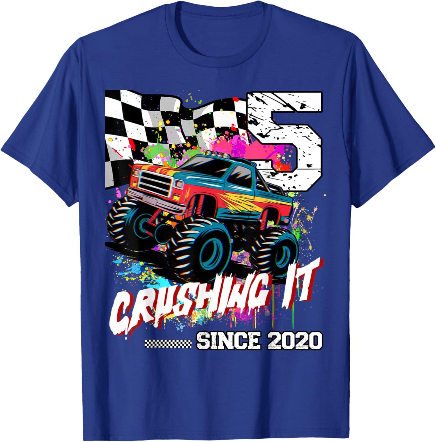 Birthday Monster Truck 5th years old Monster Truck Birthday T-Shirt - T-Shirt | Royal