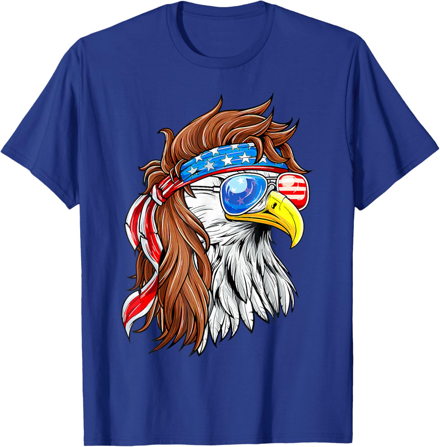 Patriotic Bald Eagle Mullet Usa American Flag 4Th Of July T-Shirt - T-Shirt | Royal