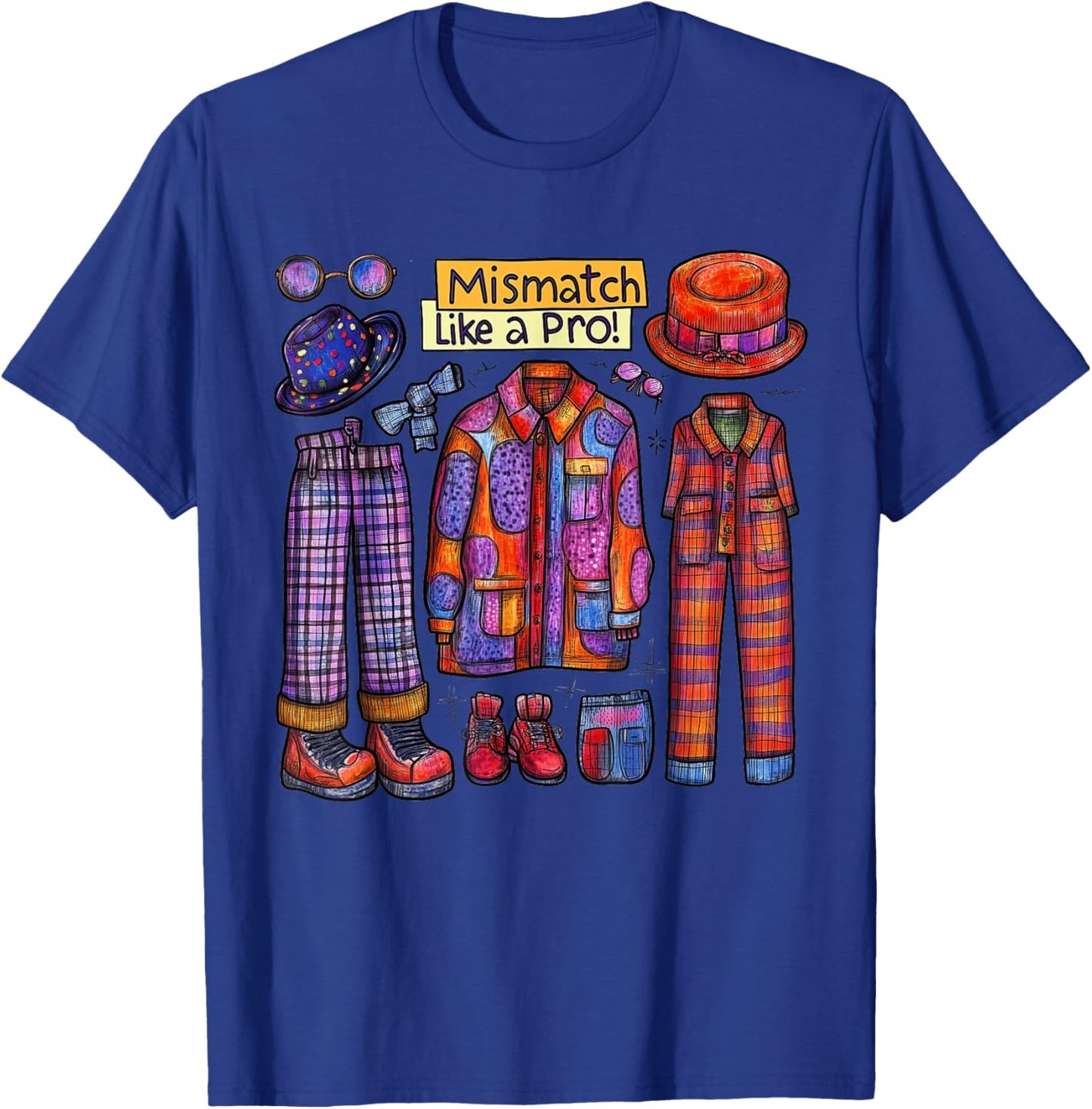 Mismatch Like a Pro Funny Spirit Week Crazy Outfit T-Shirt - T-Shirt | Royal