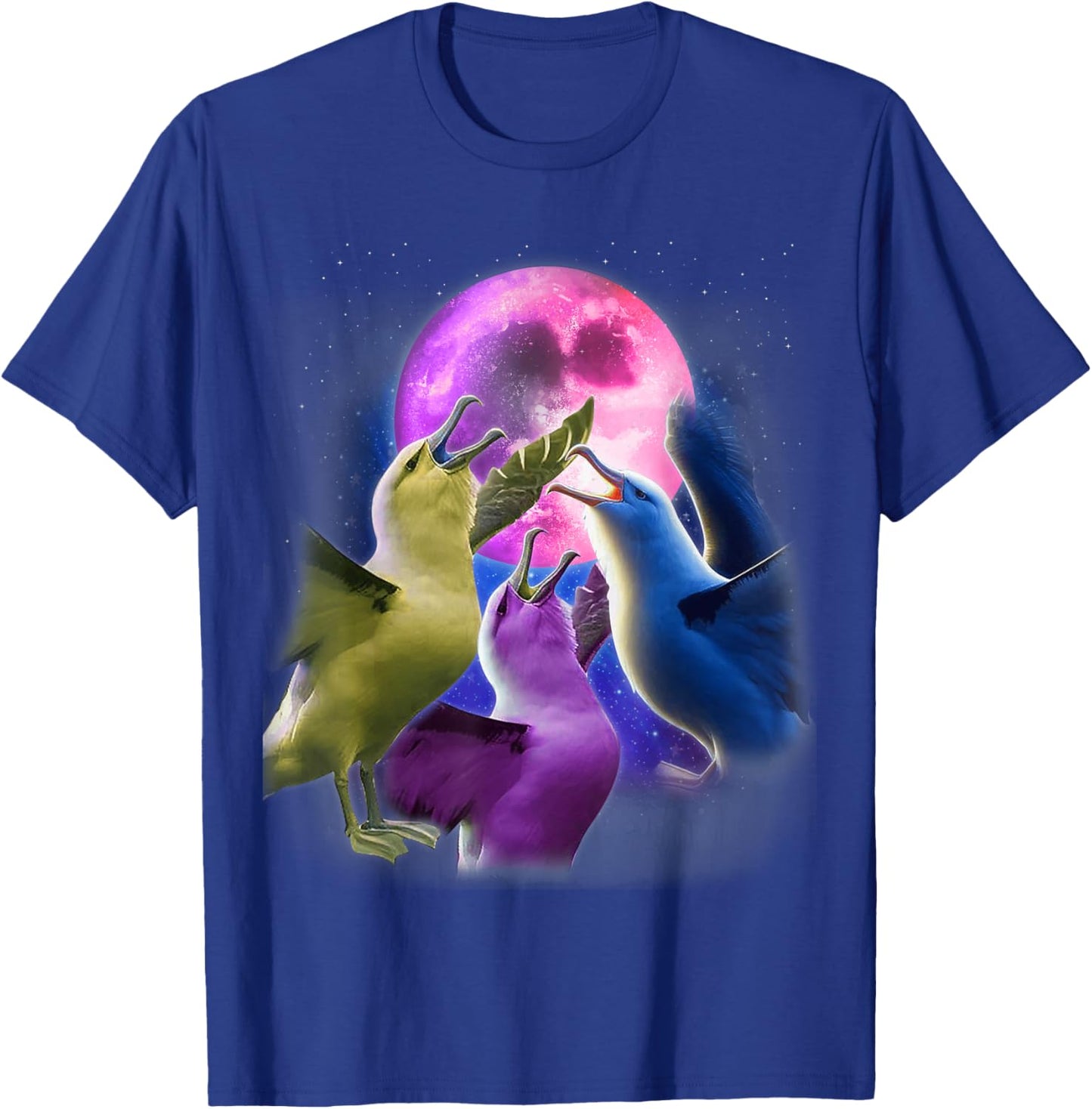 3 Albatrosses Howling At The Moon Funny Albatross Bird Lover T-Shirt - T-Shirt | Royal