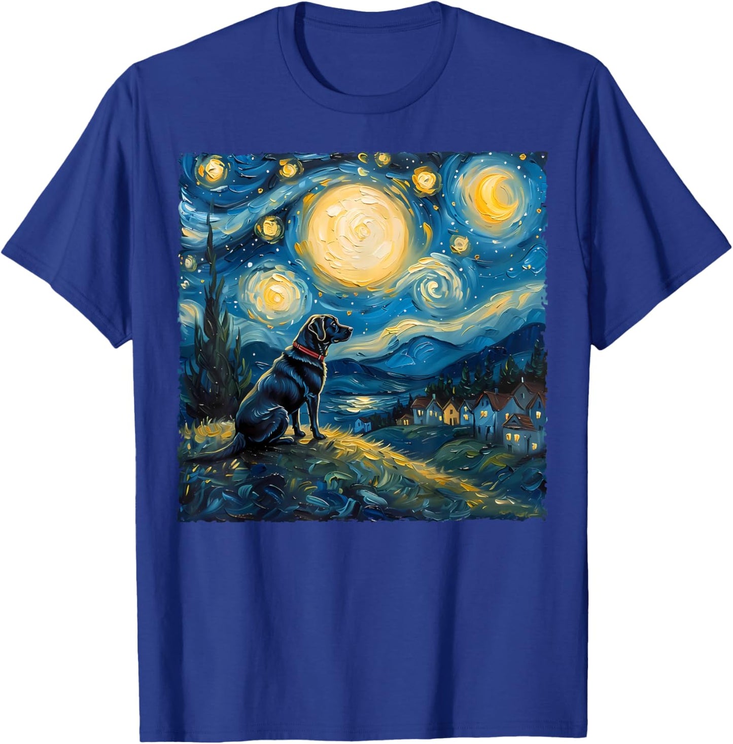 Labrador Retriever Dog Lovers Starry Night Van Gogh Style T-Shirt - T-Shirt | Royal