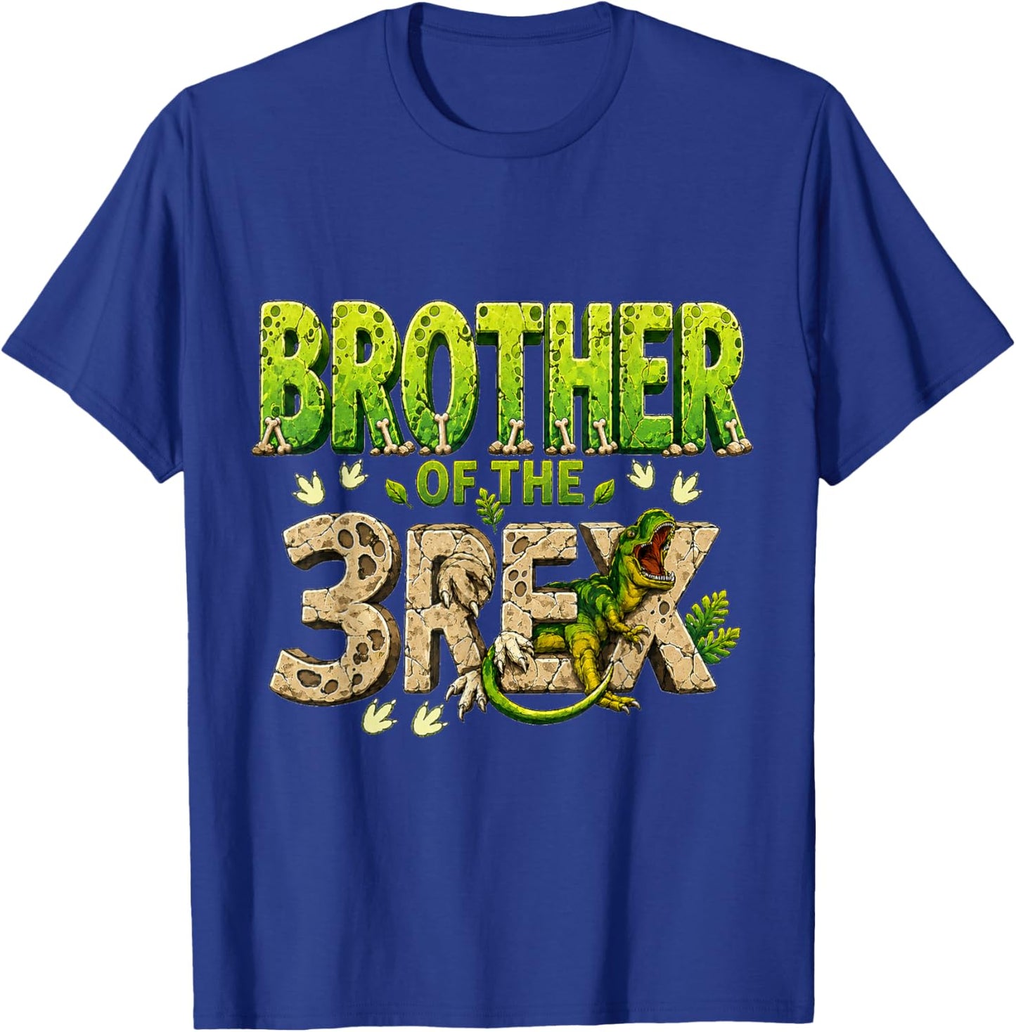 Brother of The Three Rex Birthday Dinosaur Family Matching T-Shirt - T-Shirt | Royal