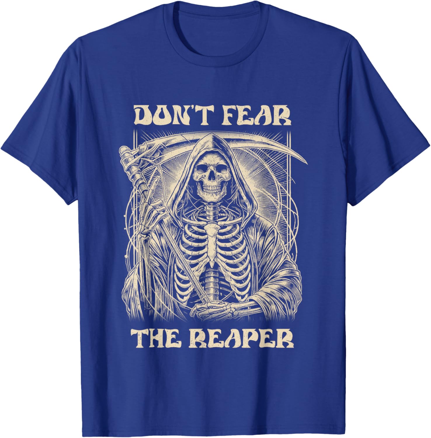 Vintage Retro Dont Fear The Reaper Halloween Graphic T-Shirt - T-Shirt | Royal