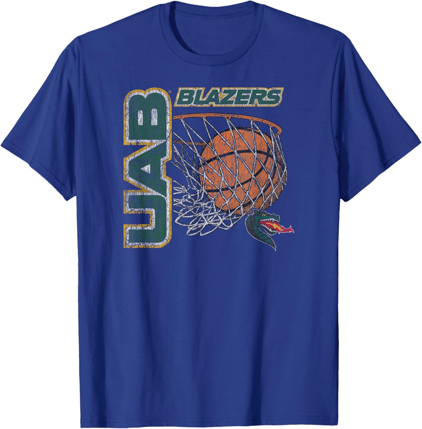 Alabama Birmingham Blazers Vintage Basketball 90's Green T-Shirt - T-Shirt | Royal
