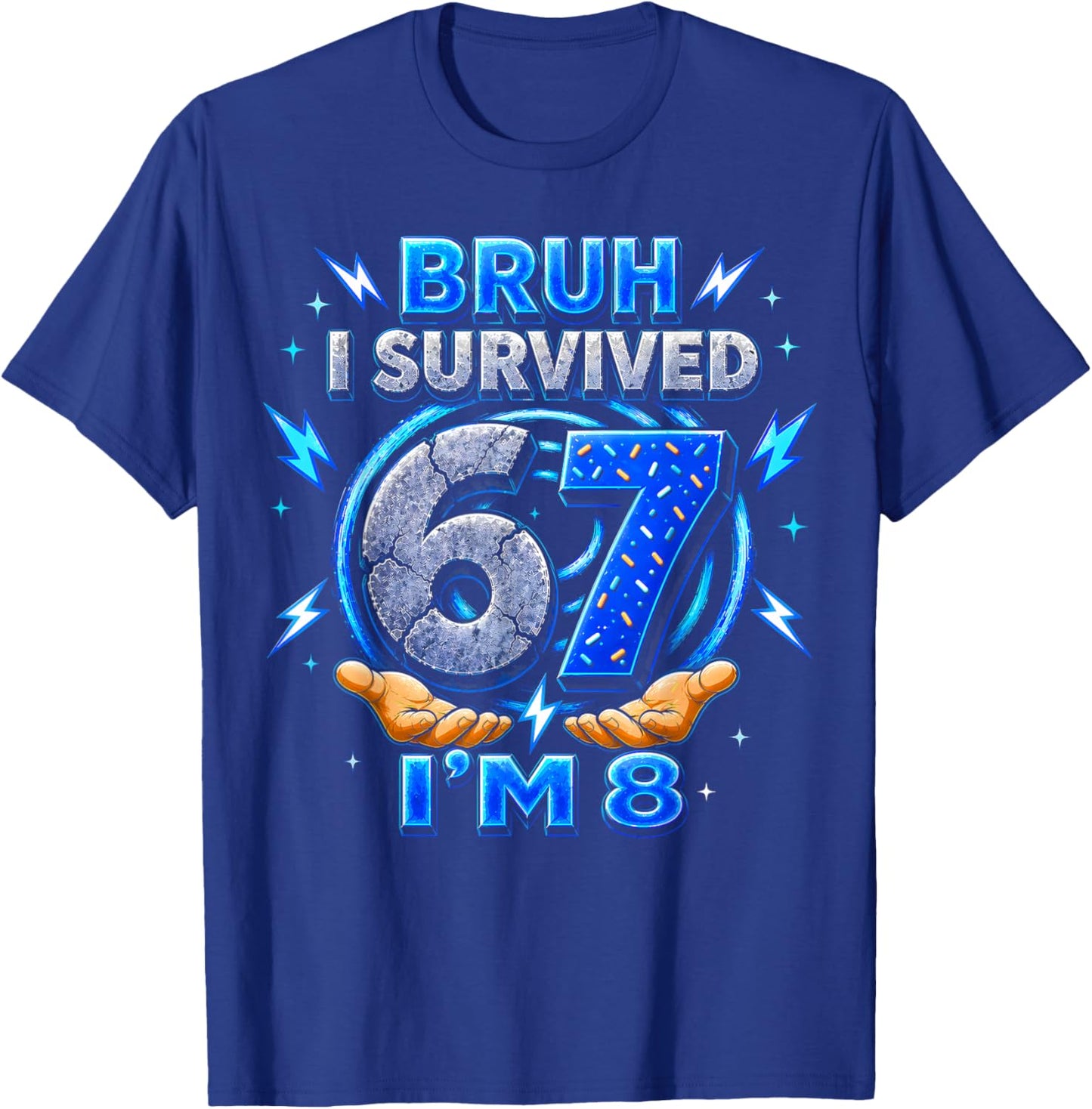 Bruh I Survived 6 7 Im 8 Birthday Gift Women Kids T-Shirt - T-Shirt | Royal