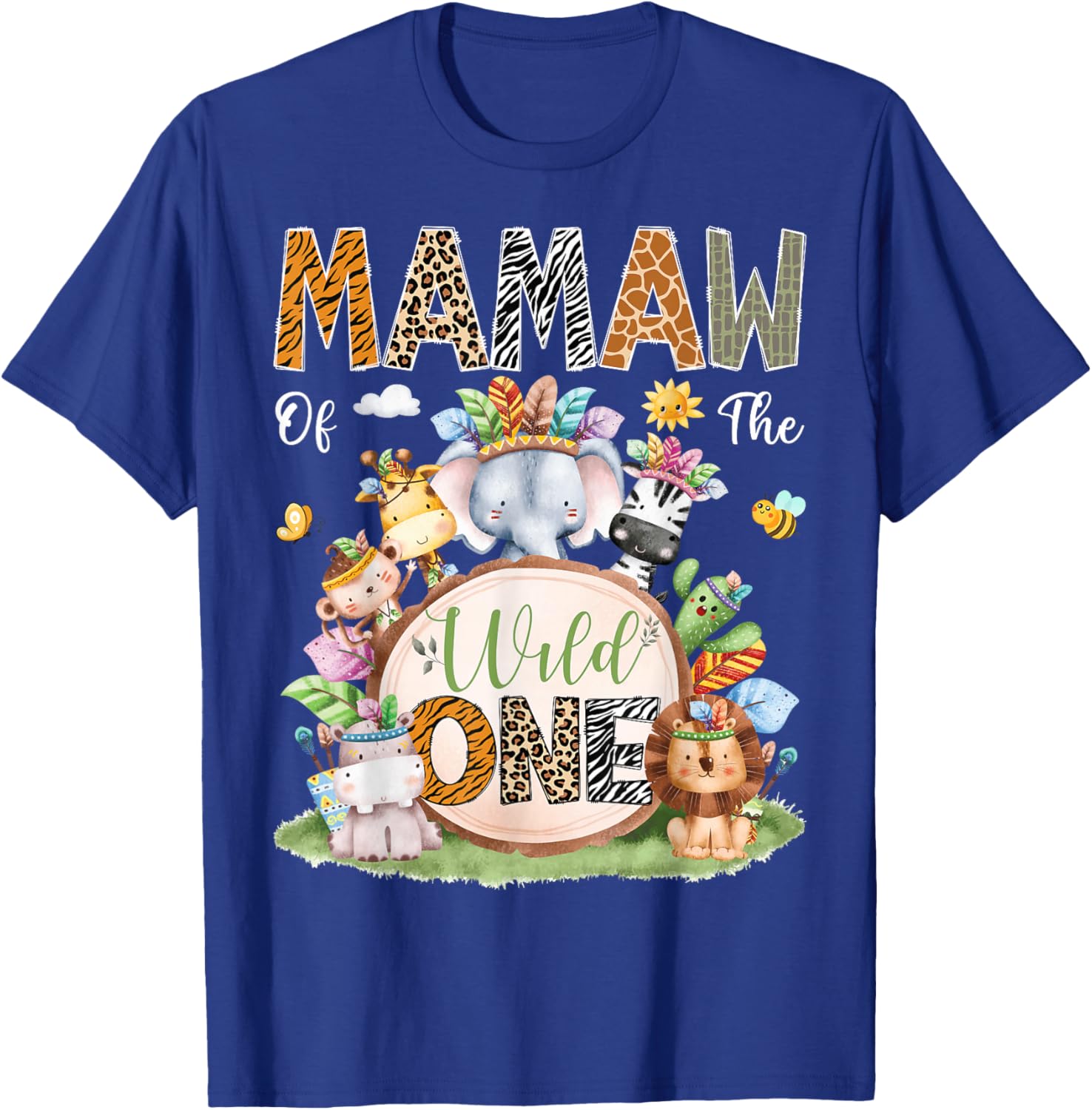 Mamaw Of The Wild One Safari Tribal Animal 1St Birthday T-Shirt - T-Shirt | Royal