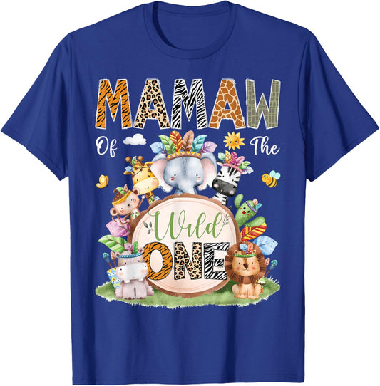 Mamaw Of The Wild One Safari Tribal Animal 1St Birthday T-Shirt - T-Shirt | Royal
