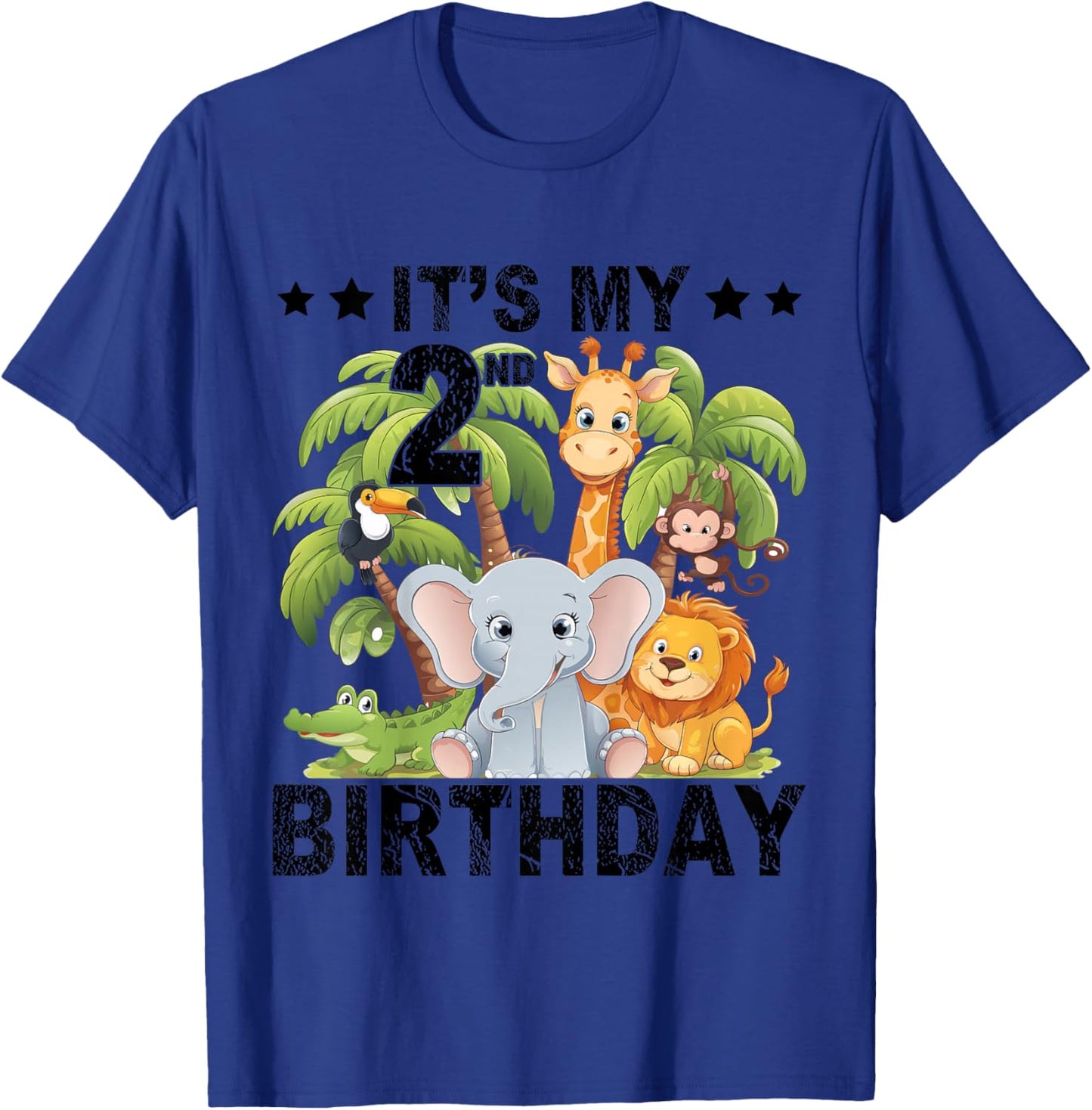 Kids It's My 2nd Birthday Zoo Safari Jungle Animals Theme Funny T-Shirt - T-Shirt | Royal