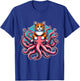 Cat Riding Octopus Shirt Funny Sea Animal Pet Kitten Lover Women Kids T-Shirt - T-Shirt | Royal