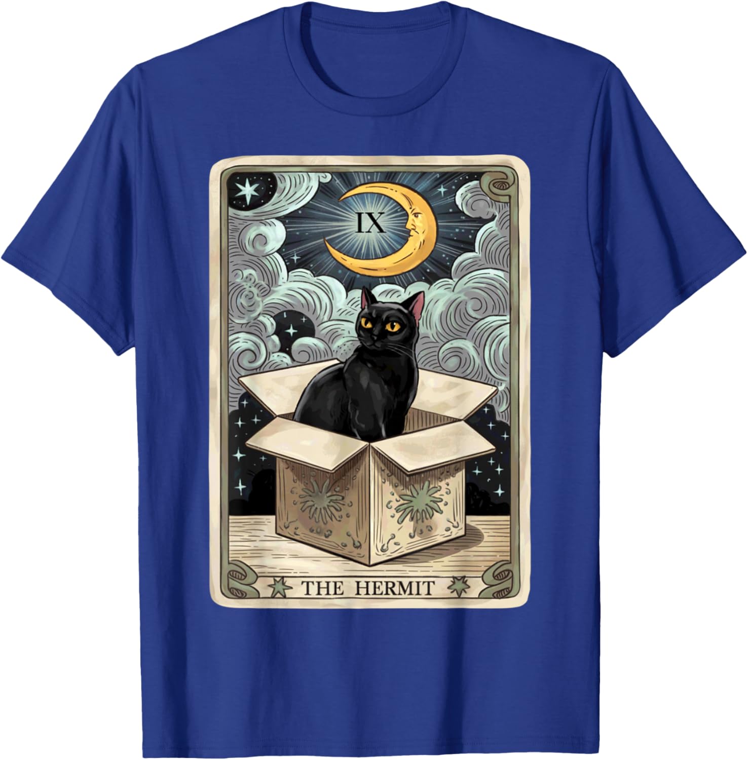 The Hermit Tarot Card Cat In Box Mystic Funny Cat Esoteric T-Shirt - T-Shirt | Royal