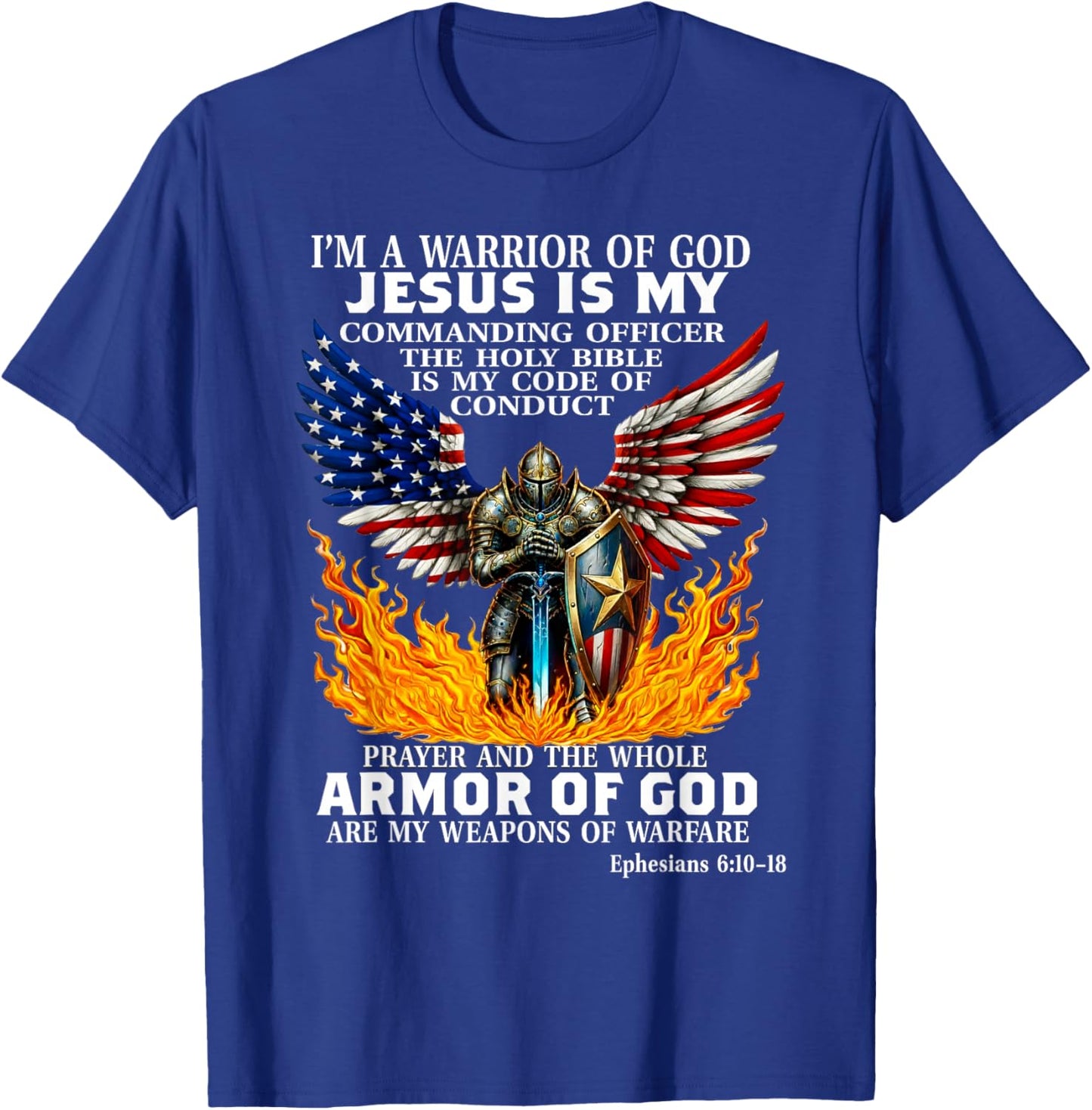 Warrior of God Armor of God Christian Bible Verse Faith T-Shirt - T-Shirt | Royal