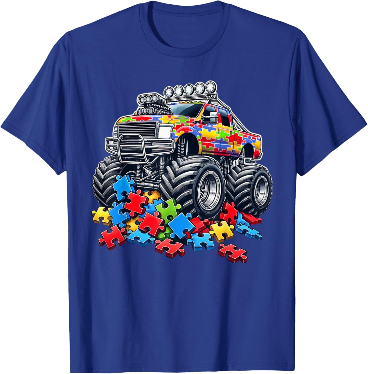 Monster Truck Autism Awareness Neurodivergent Kids Autism T-Shirt - T-Shirt | Royal