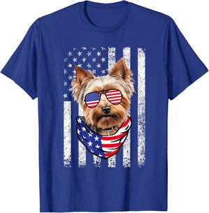 Yorkie American Flag USA Patriotic 4th of July T-Shirt - T-Shirt | Royal