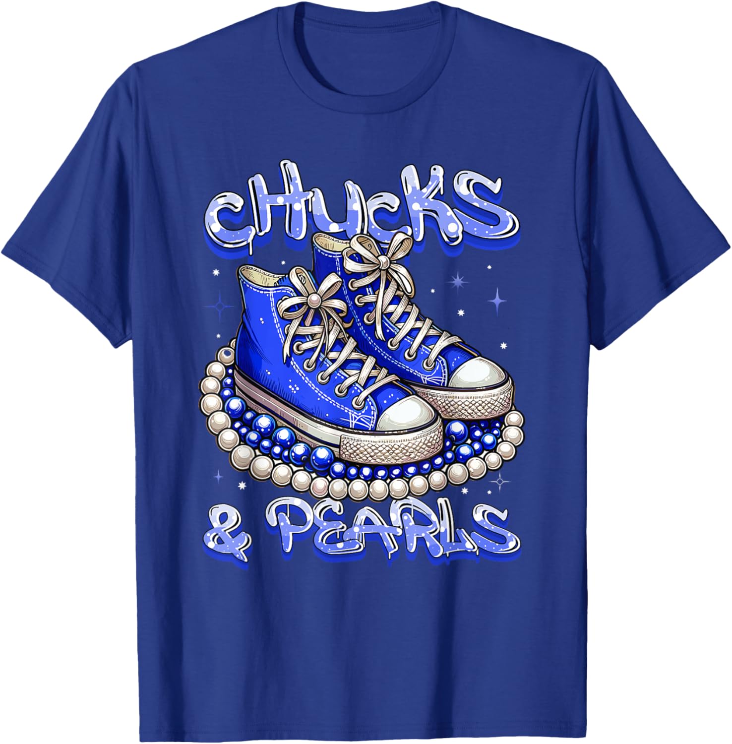 Blue Chucks And Pearls Women T-Shirt - T-Shirt | Royal
