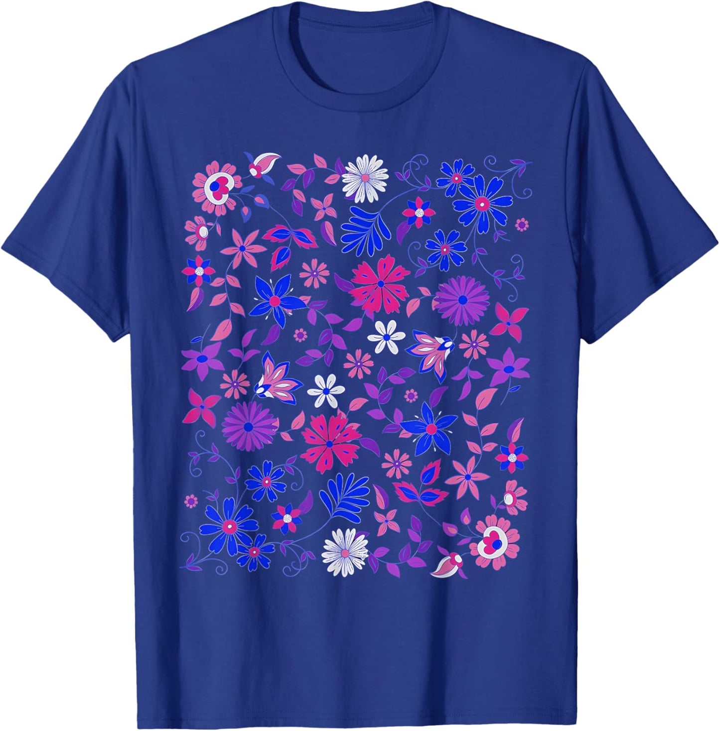 Subtle Bi Pride Bisexual Rainbow Wildflowers LGBT Month T-Shirt - T-Shirt | Royal