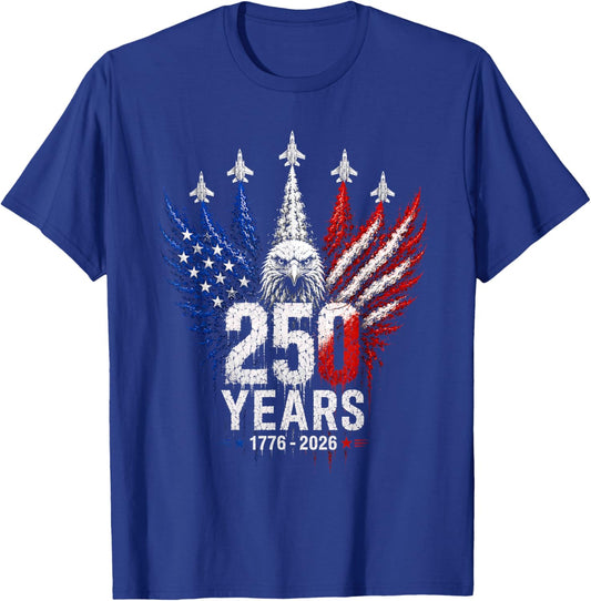 250 Years American 250th USA Patriotic Eagle 4th of July T-Shirt - T-Shirt | Royal