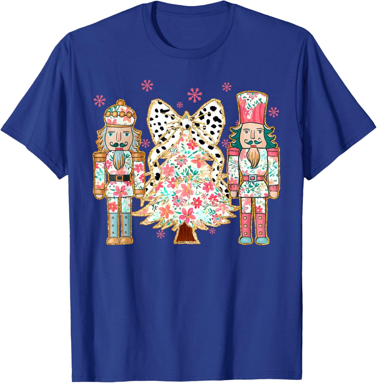 Colorful Coquette Bow Floral Nutcracker Christmas Tree Girly T-Shirt - T-Shirt | Royal