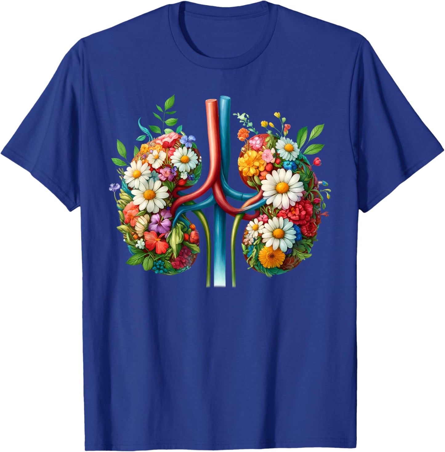 Floral Kidney Anatomy Medical Art Flower Kidney Surgery , black, S T-Shirt - T-Shirt | Royal
