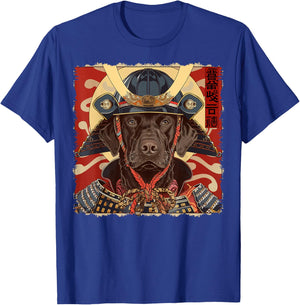 Chocolate Lab Labrador Retriever Dog Japanese Art Samurai T-Shirt - T-Shirt | Royal