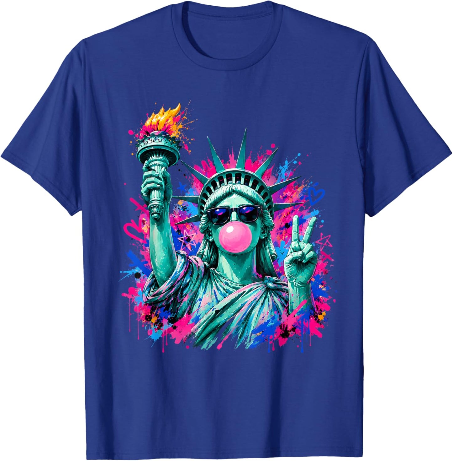Statue of Liberty Bubble Gum Patriotic Memorial Day 4th July T-Shirt - T-Shirt | Royal