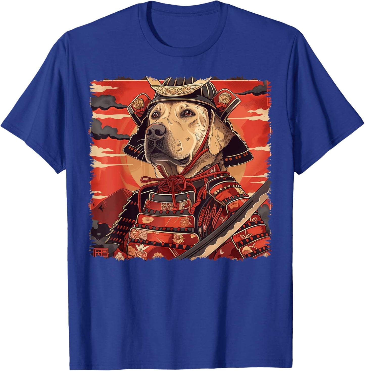 Labrador Retriever Dog Lab Japanese Samurai Ukiyo-e Vintage Men Women Kids T-Shirt - T-Shirt | Royal