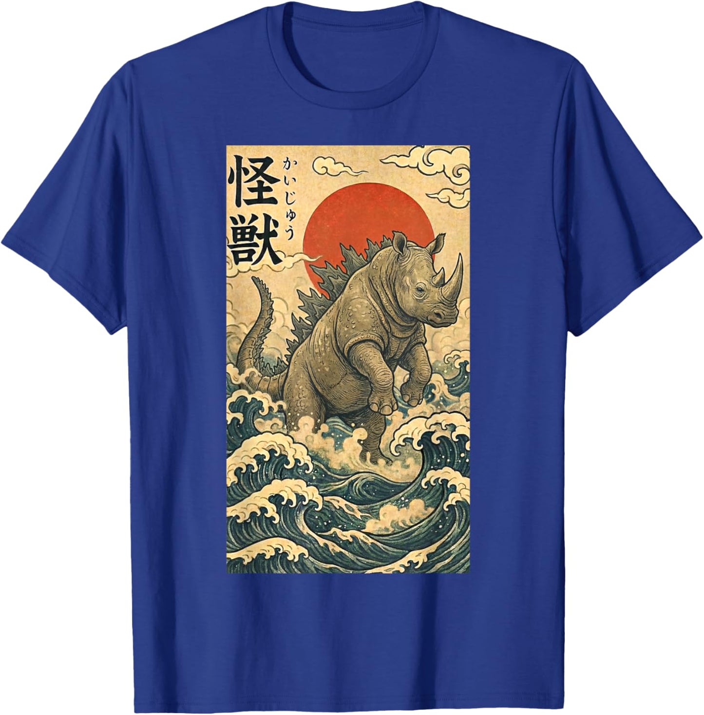 Rhinozilla Rhinoceros Japanese Art Funny Rhino T-Shirt - T-Shirt | Royal