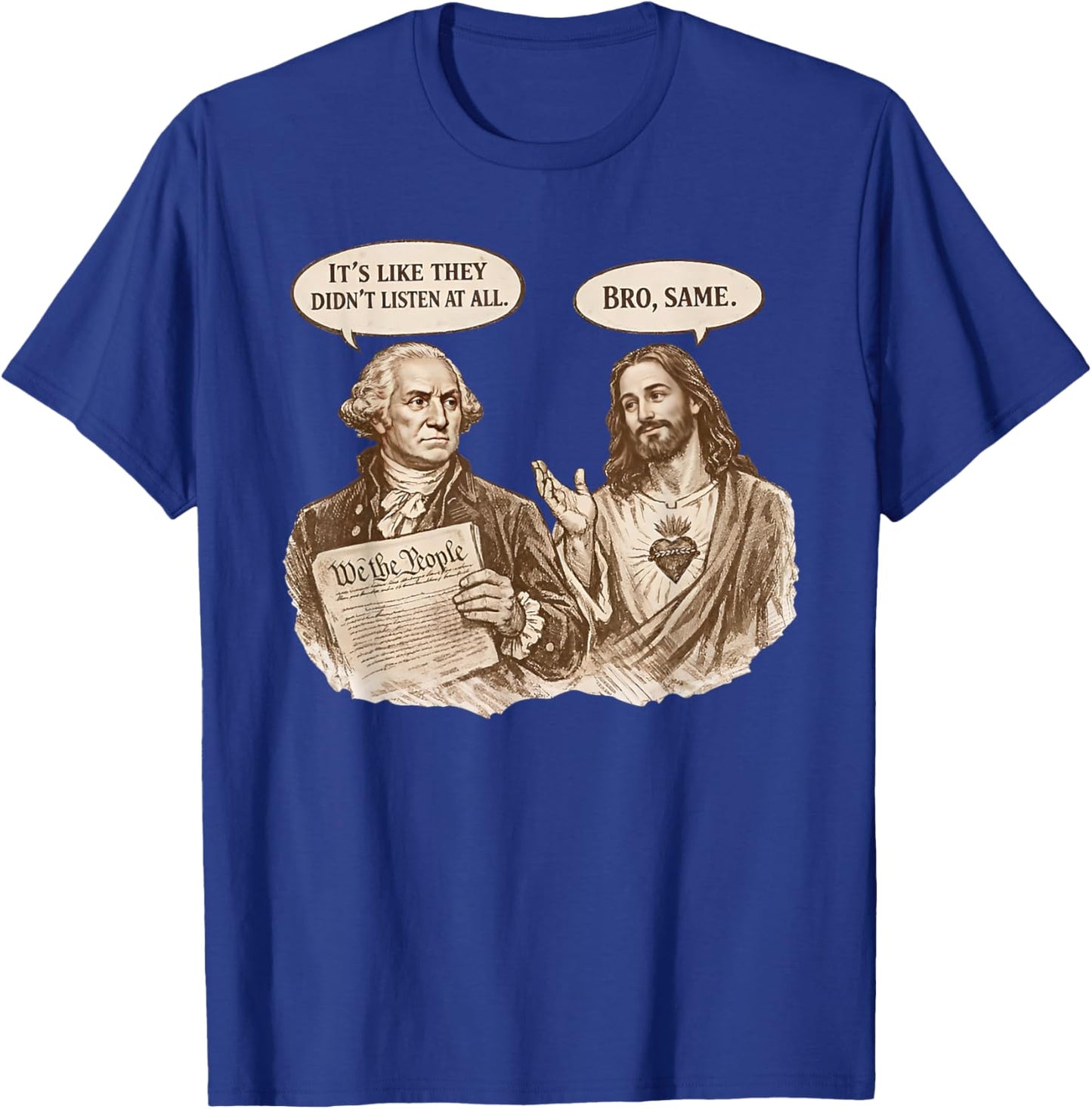 Jesus & George Washington Christian 4th of July American T-Shirt - T-Shirt | Royal