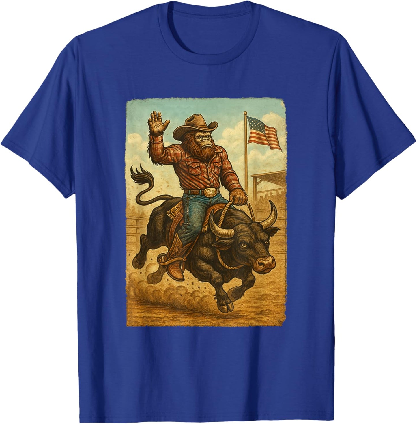 Rodeo Design Boys Western Cowboy Men Distressed T-Shirt - T-Shirt | Royal