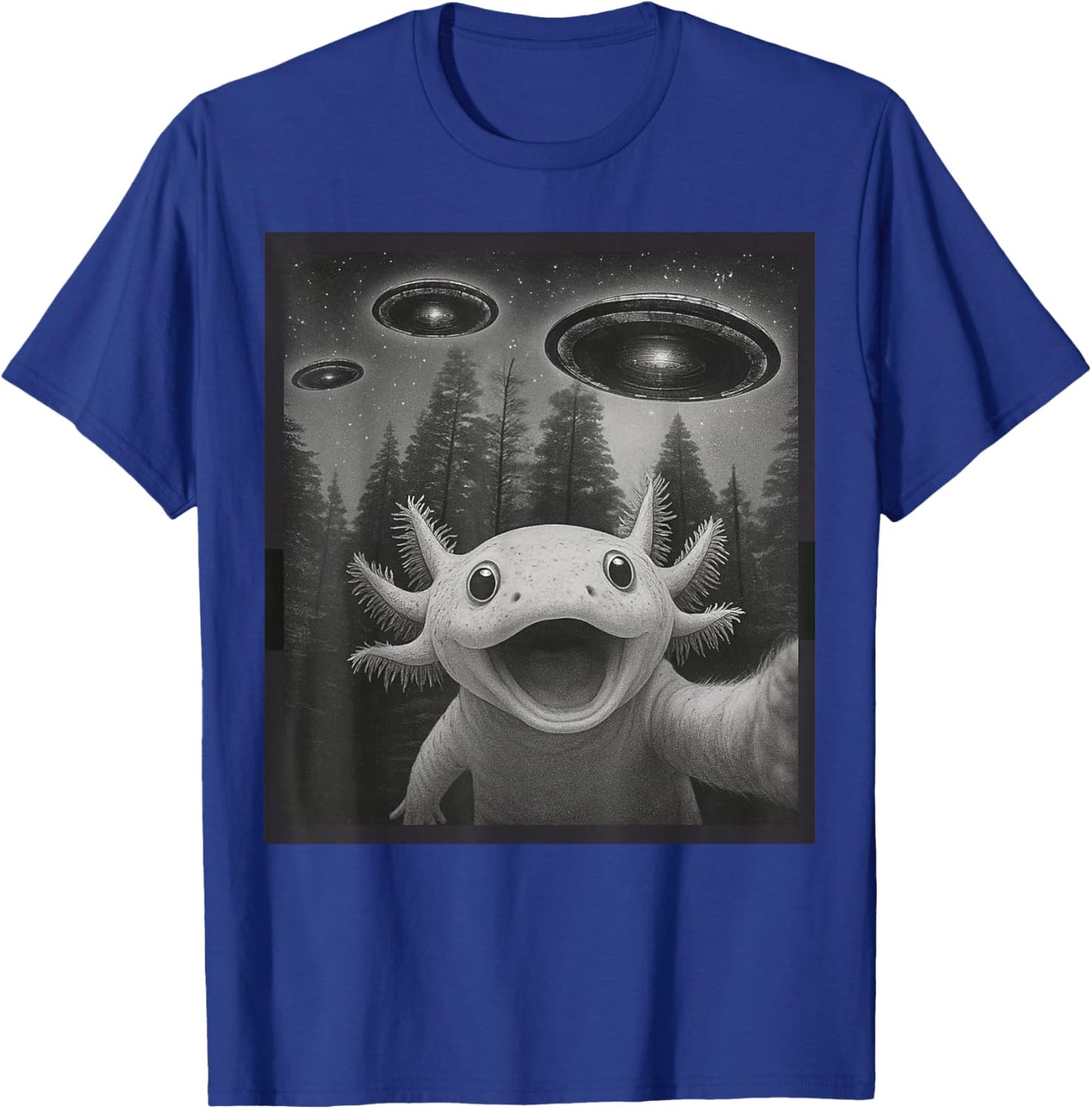 Funny Axolotl Selfie Alien UFO Gifts Women Boy Kid T-Shirt - T-Shirt | Royal