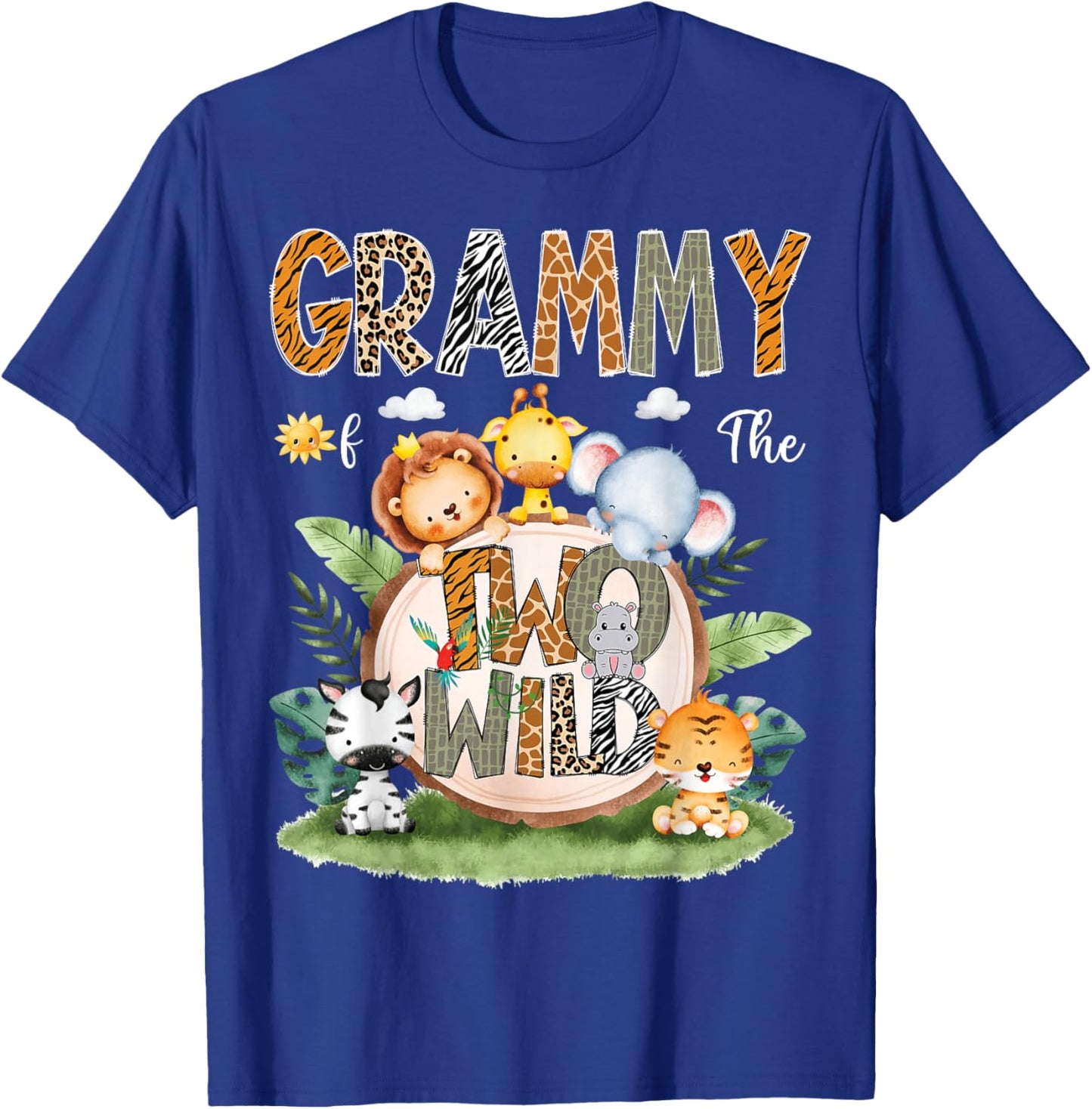 Grammy Of The Two Wild 2Nd Birthday Safari Animal Lover T-Shirt - T-Shirt | Royal