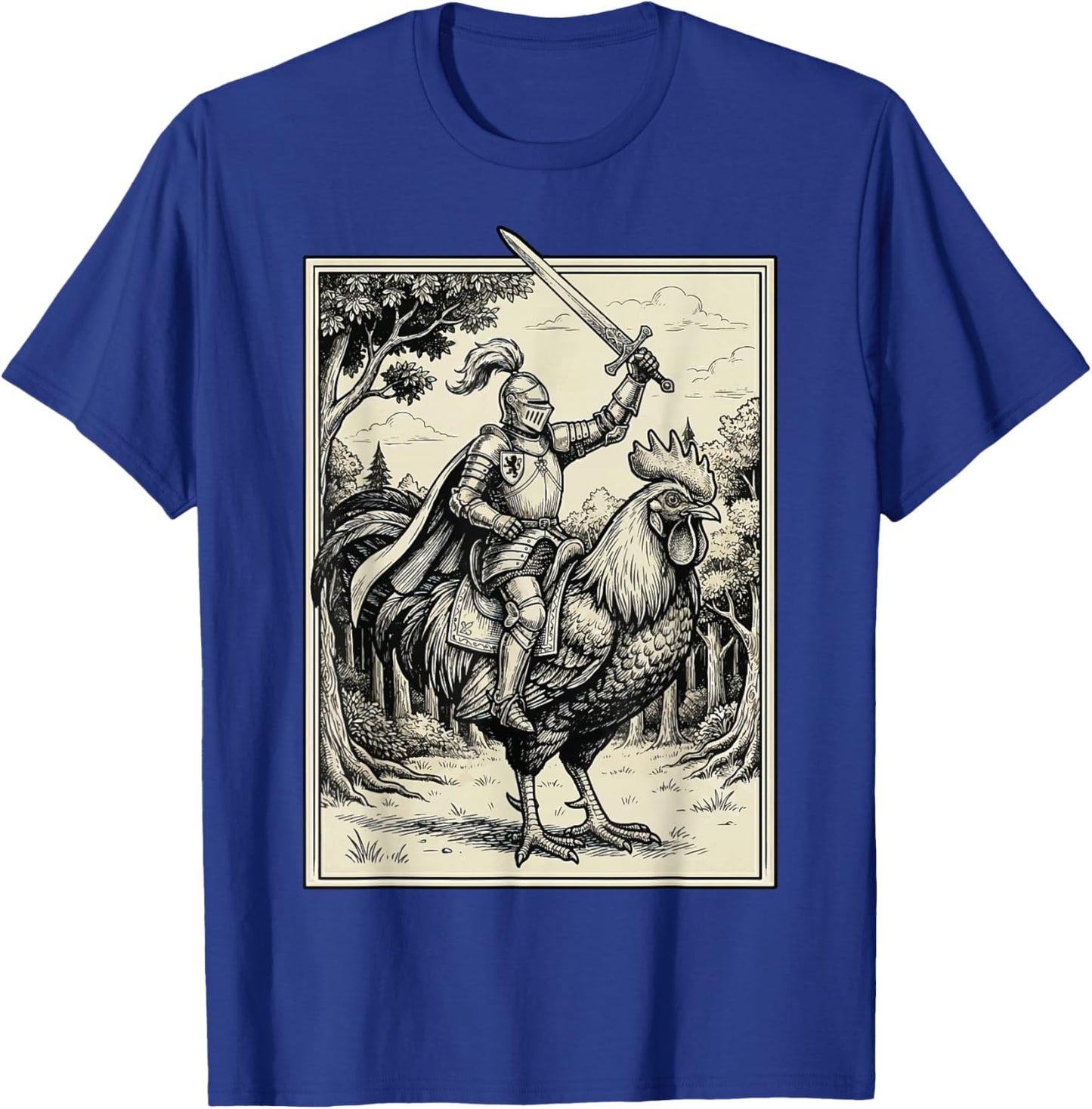 Knight Riding Rooster Chicken T-Shirt - T-Shirt | Royal