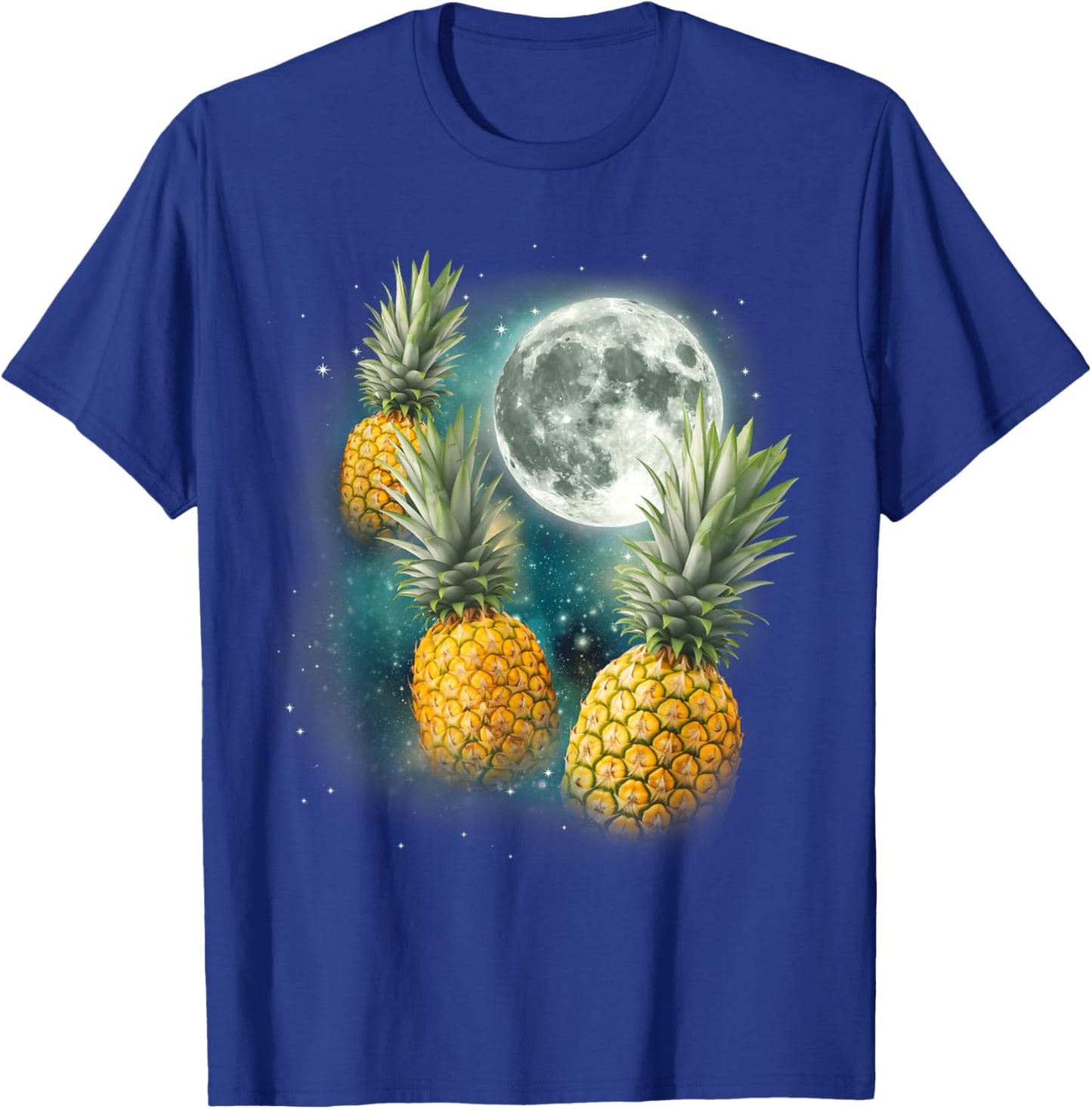 Three Pineapple Moon | Funny Tropical Fruit Cursed Meme T-Shirt - T-Shirt | Royal