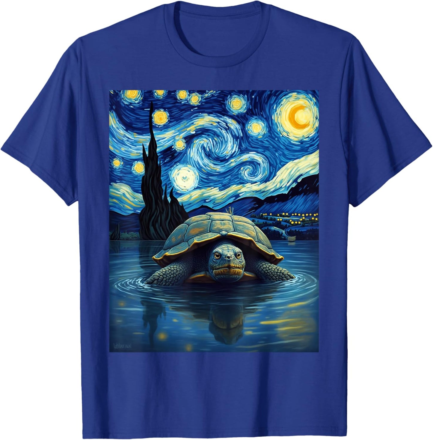 Van Gogh's Starry Night Snapping Turtle Bitey Turtle Animal T-Shirt - T-Shirt | Royal