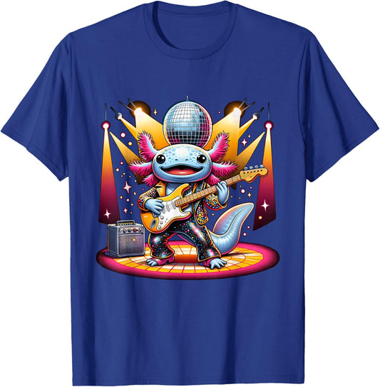 Disco Ball Guitar Axolotl T-Shirt - T-Shirt | Royal