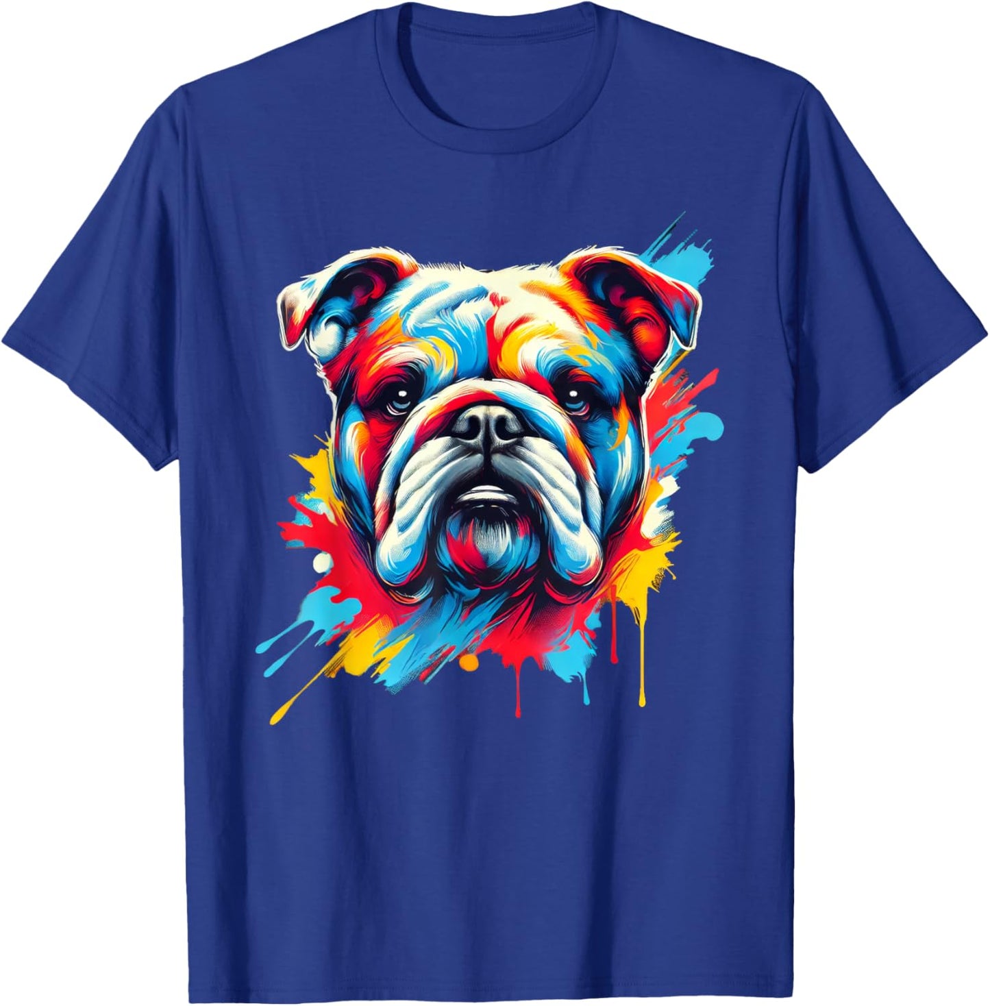 Colorful English Bulldog Dog Painting T-Shirt - T-Shirt | Royal