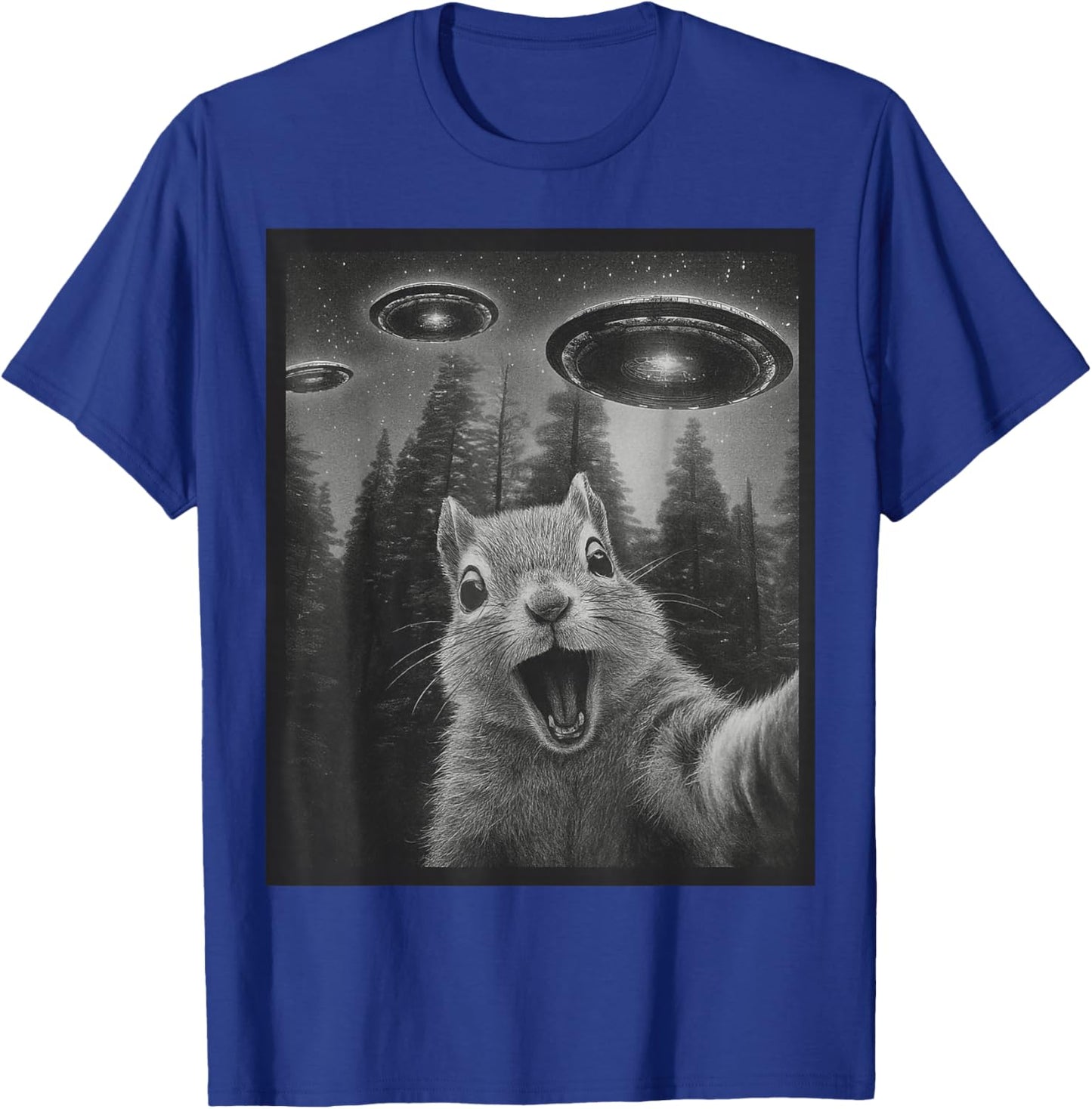 Funny Squirrel Selfie Alien UFO Gifts Women Boy Kid T-Shirt - T-Shirt | Royal