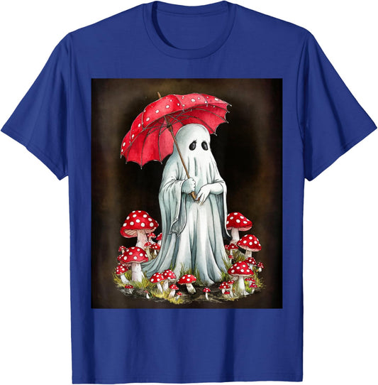 Spooky Cottagecore Ghost - Halloween Mushroom Delight T-Shirt - T-Shirt | Royal