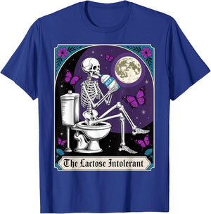 Tarot Card Skeleton Milk Allergies Food Lactose Intolerant T-Shirt - T-Shirt | Royal