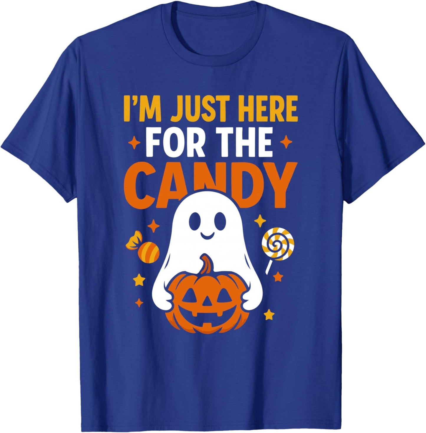 I'm Just Here for the Candy Halloween Pun Lollipop T-Shirt - T-Shirt | Royal
