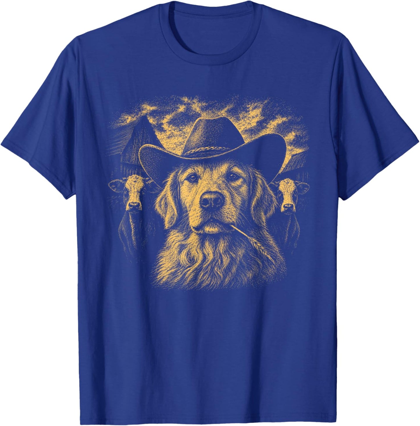 Golden Retriever Cowboy Western Country Style Dog Lover T-Shirt - T-Shirt | Royal
