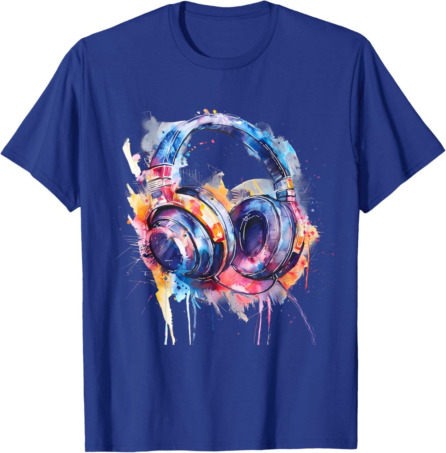 Headphones Music DJ Splash Dance Club Music Headphones House T-Shirt - T-Shirt | Royal