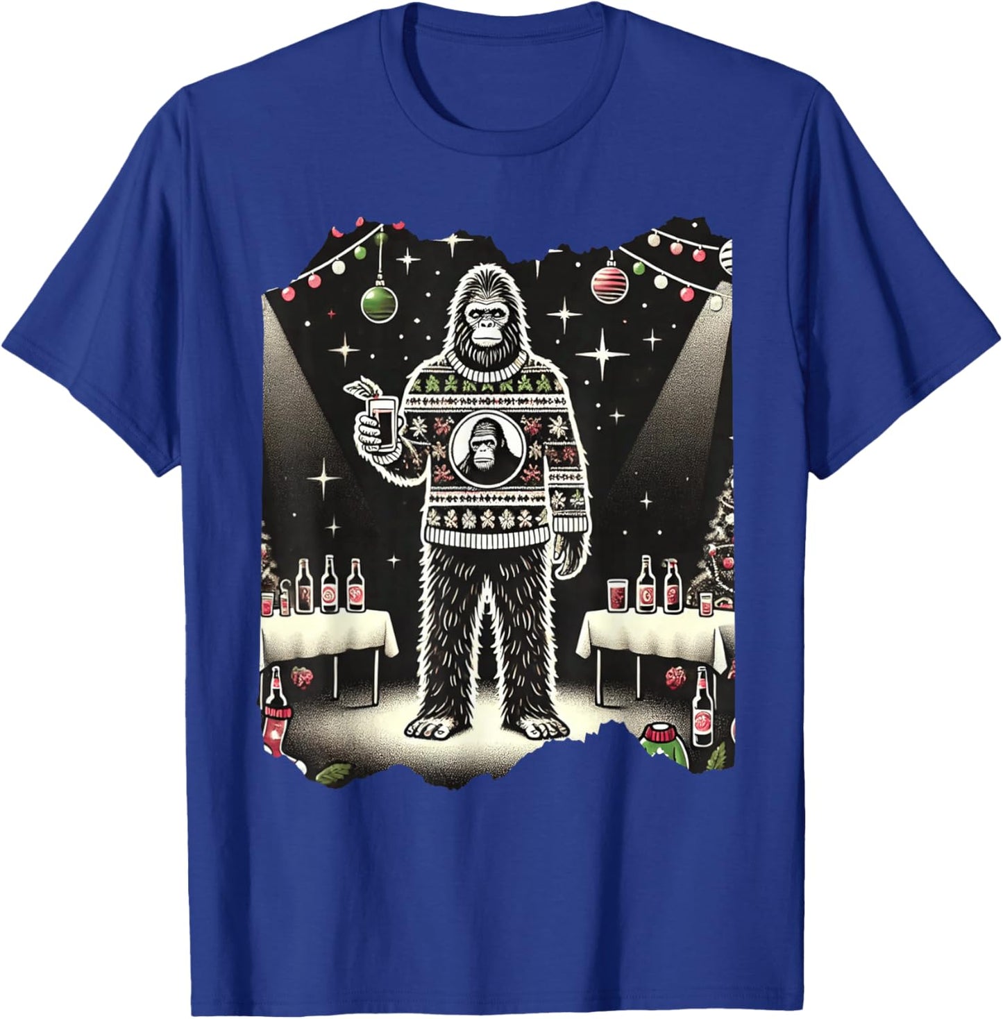Cute Funny Bigfoot Sasquatch Ugly Christmas Xmas Bigfoot T-Shirt - T-Shirt | Royal