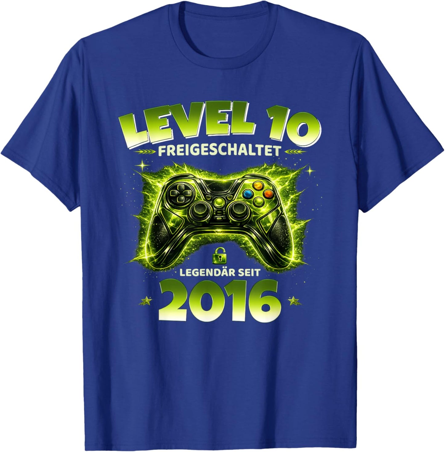 10. Geburtstag Junge Geschenk Level 10 freigeschaltet 2016 T-Shirt - T-Shirt | Royal