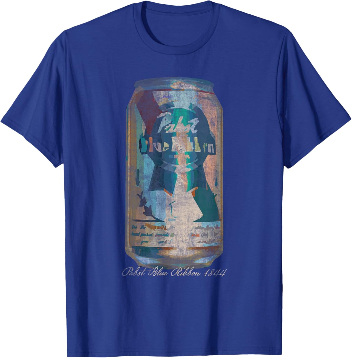 Pabst Blue Ribbon -Adults Painted Artwork PBR Beer Can , Black, Small, Short Sleeve, Classic Fit, Machine-Washable, Soft Fabric T-Shirt - T-Shirt | Royal